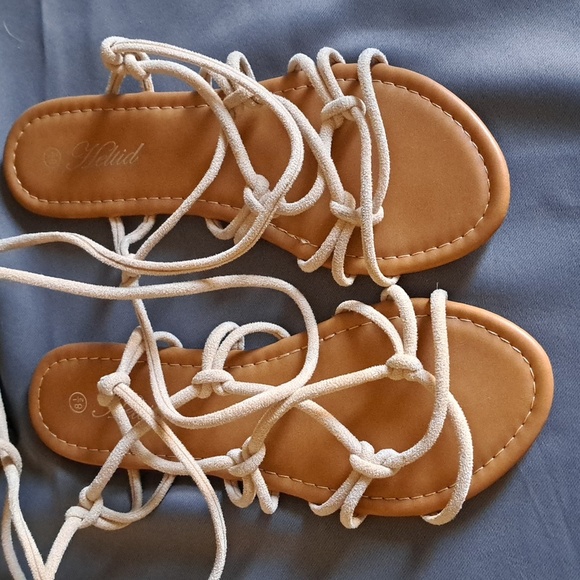Heltid Gladiator Sandals Women's 8.5 Tan Rope Ties - Picture 4 of 4